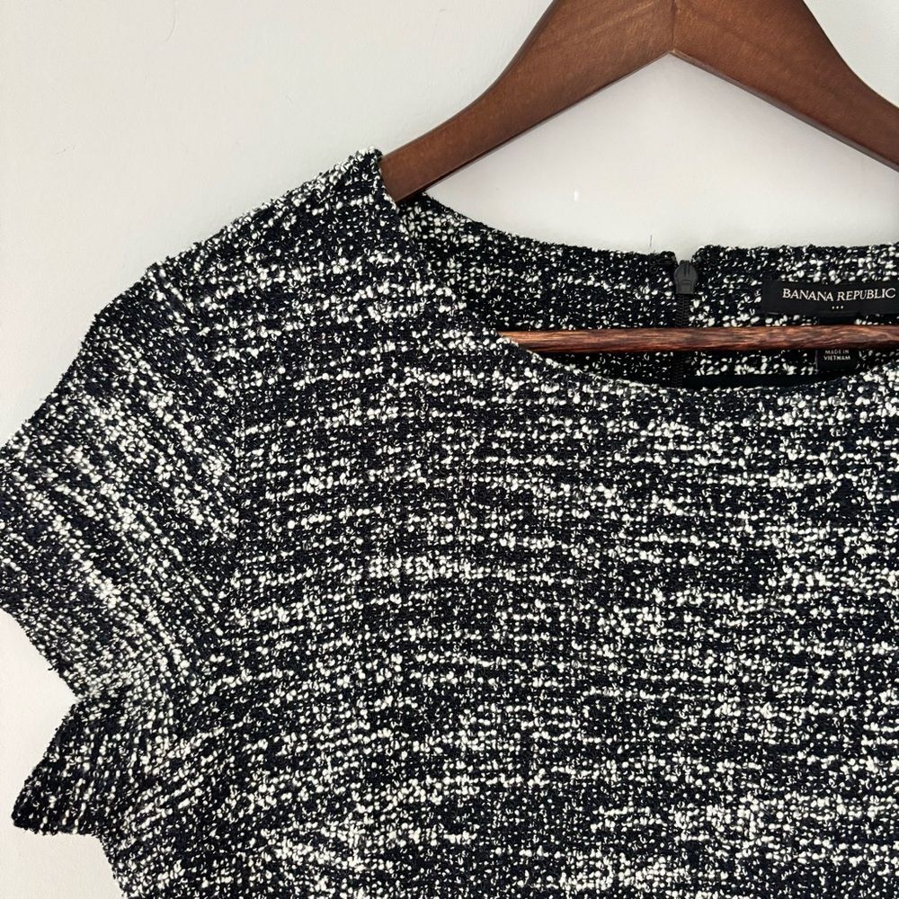 Banana Republic Black White Tweed Sheath Dress Size 6 Cap Sleeve Workwear - Picture 4 of 6